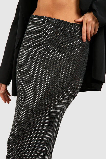 Sequin Maxi Slip Skirt
