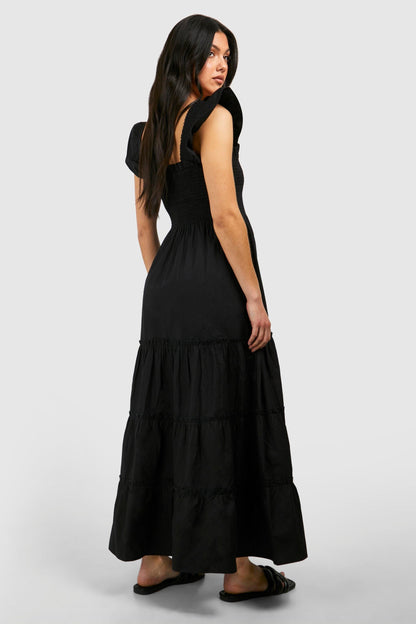 Maternity Frill Sleeve Midaxi Dress