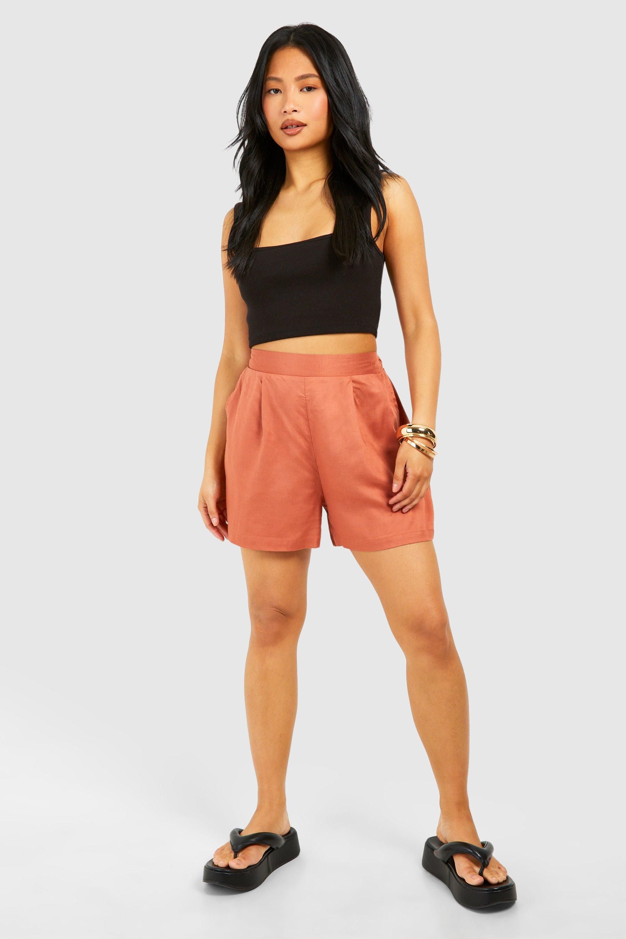 Petite Linen Look Tailored Short
