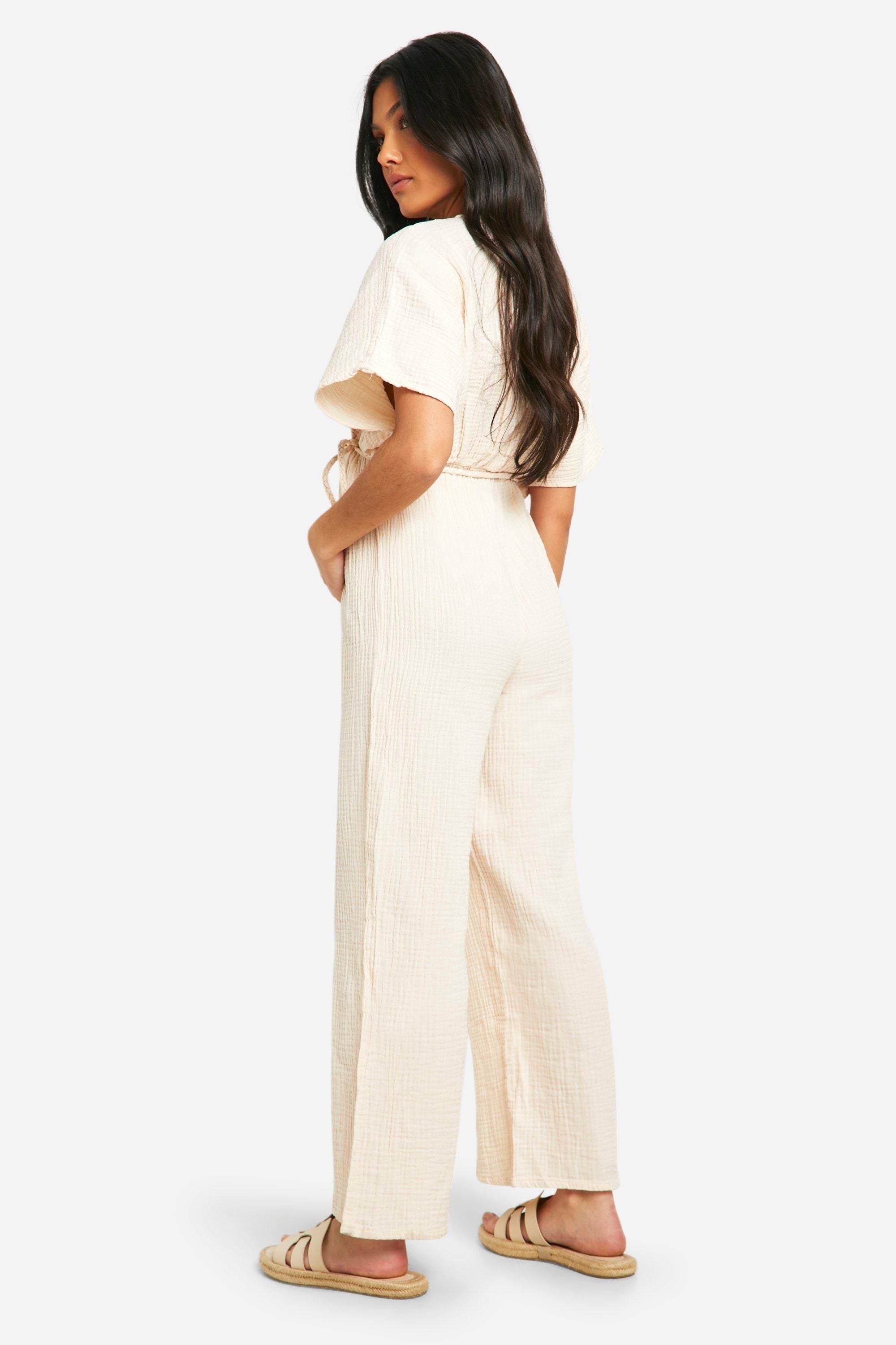 Maternity Rope Belted Wide Leg Jumpsuit