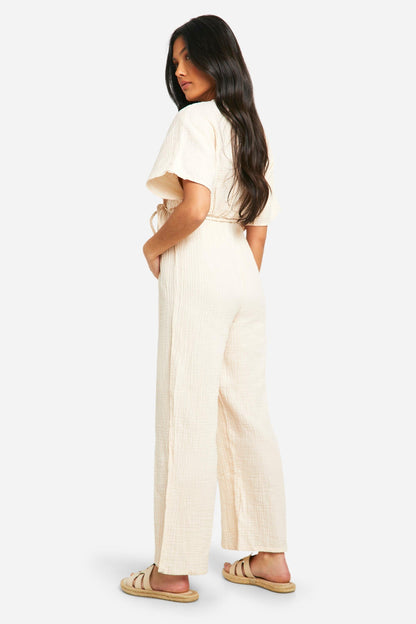 Maternity Rope Belted Wide Leg Jumpsuit