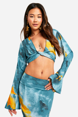 Tonal Tie Dye Twist Front Crop