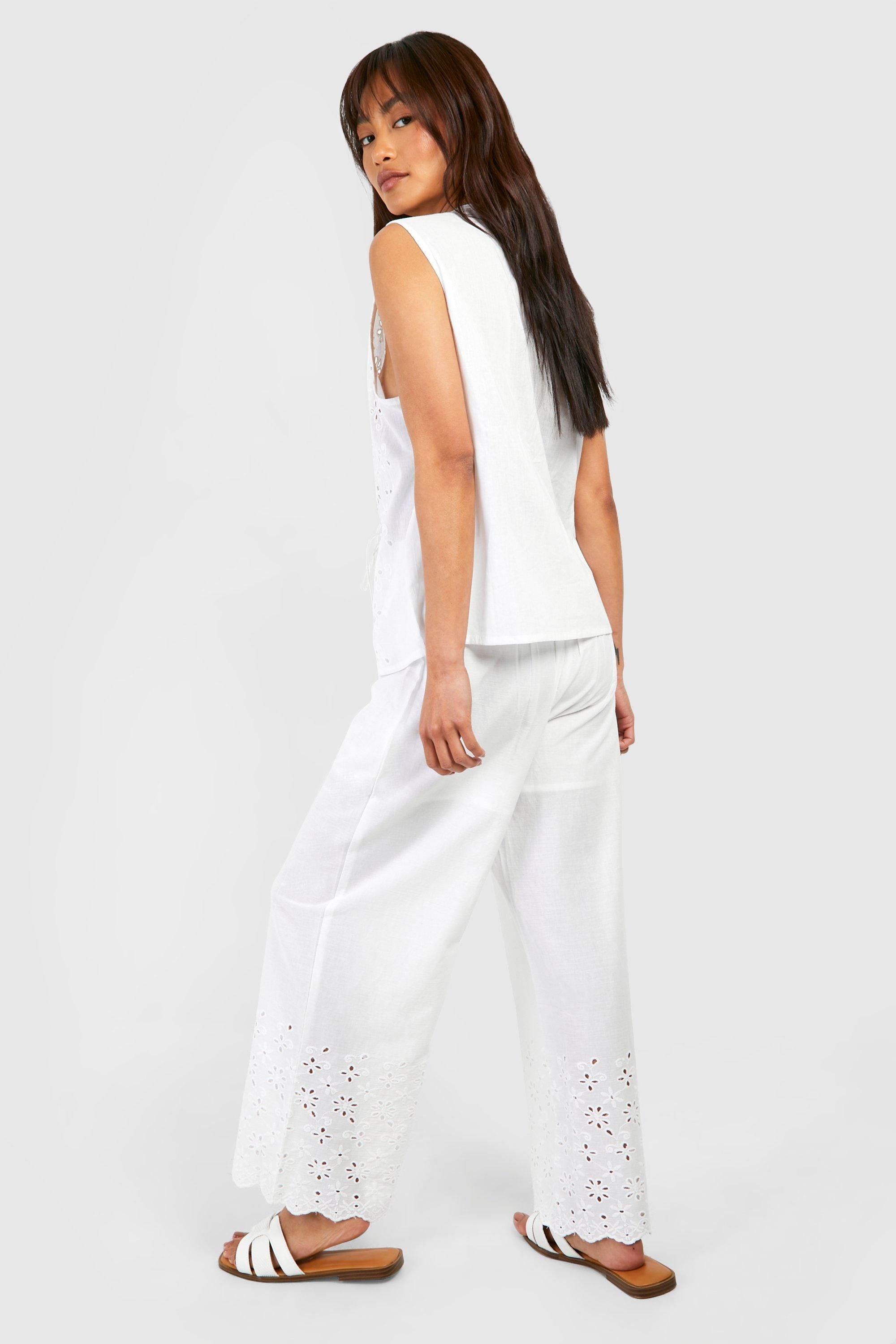 Broderie Straight Leg Trousers