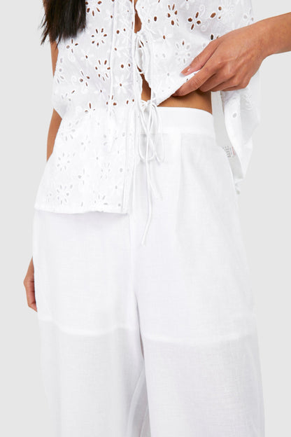 Broderie Straight Leg Trousers