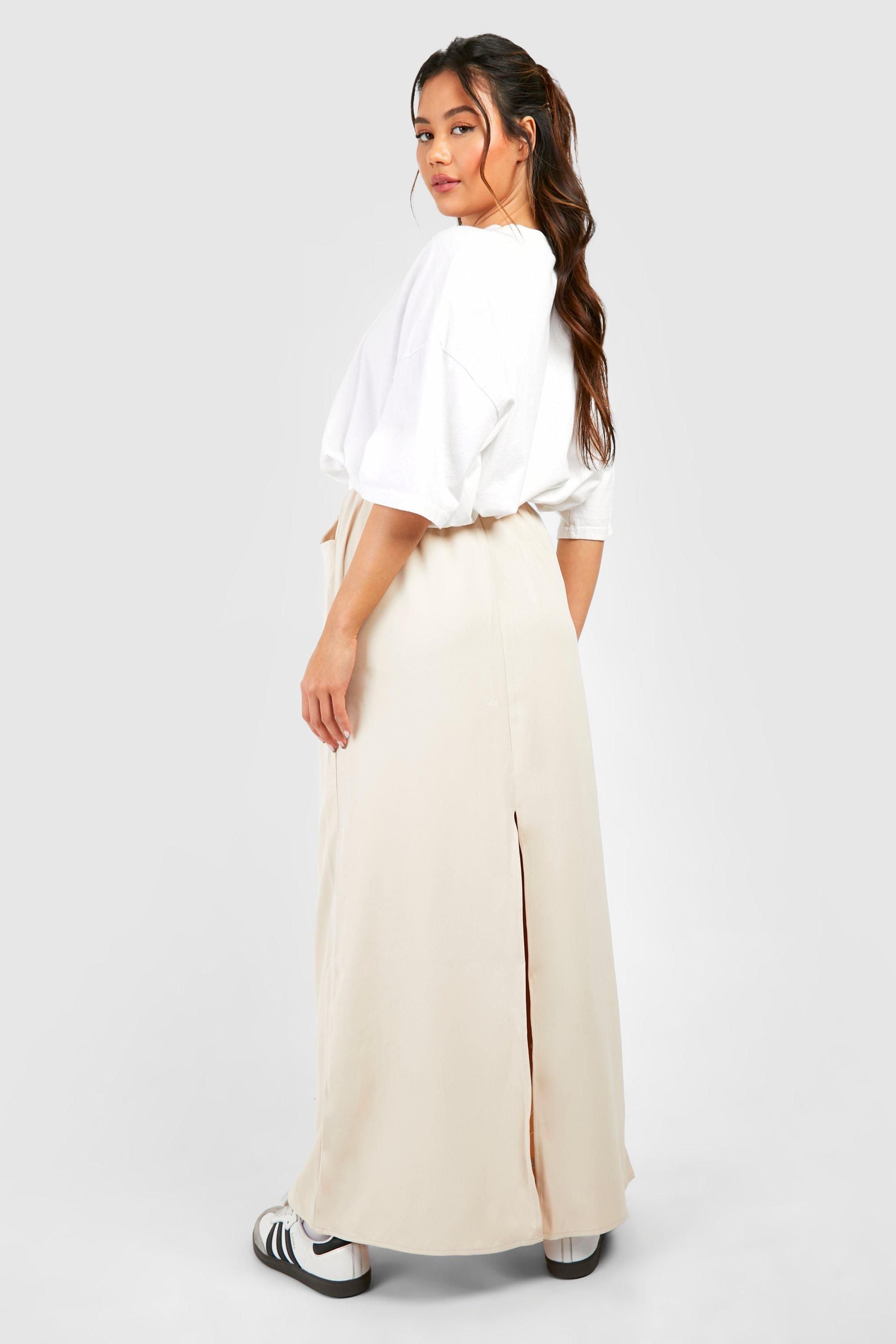 Waistband Detail Maxi Skirt