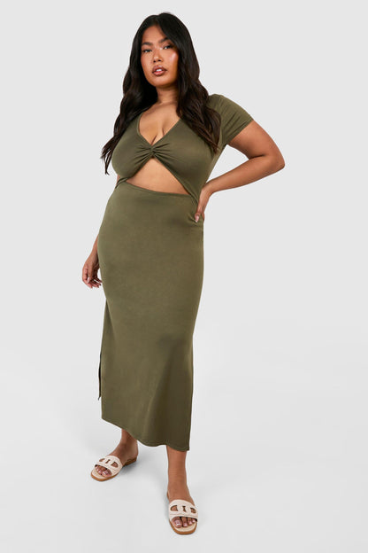 Plus Super Soft Jersey Twist Front Midaxi Dress