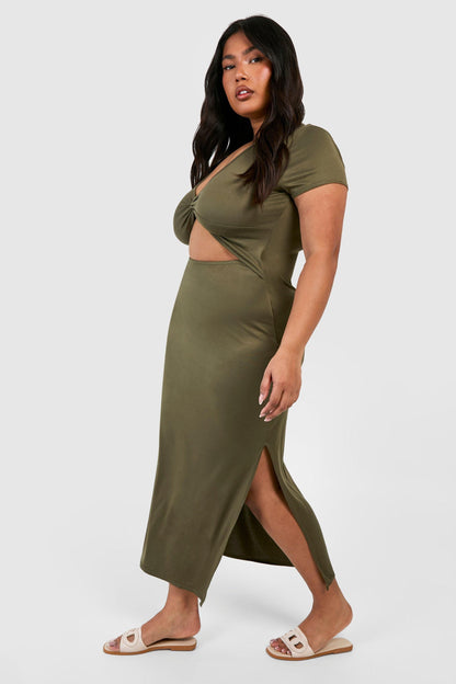 Plus Super Soft Jersey Twist Front Midaxi Dress