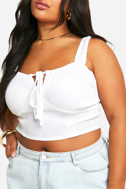 Plus Cotton Milkmaid Crop Top