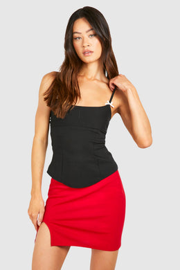 Tall Crepe Split Front Mini Skirt