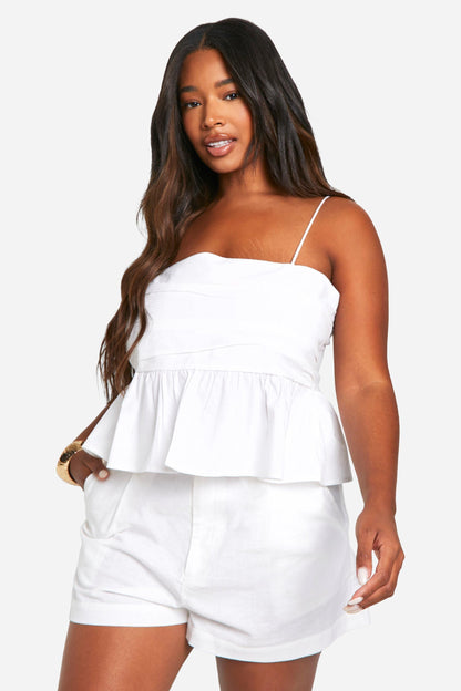 Plus Cotton Poplin Ruched Top