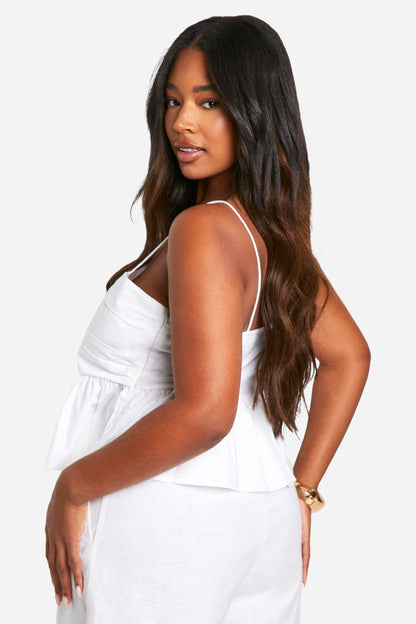 Plus Cotton Poplin Ruched Top