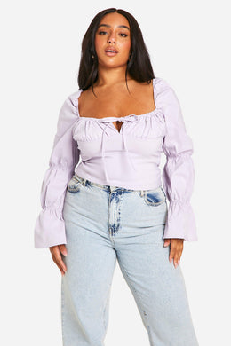 Plus Bengaline Puff Sleeve Corset