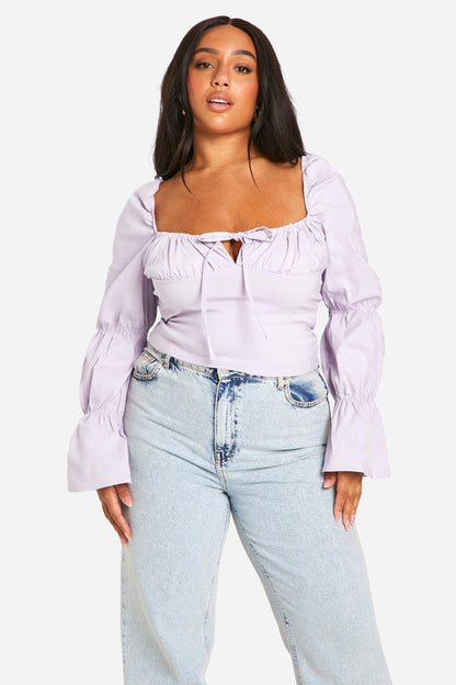 Plus Bengaline Puff Sleeve Corset