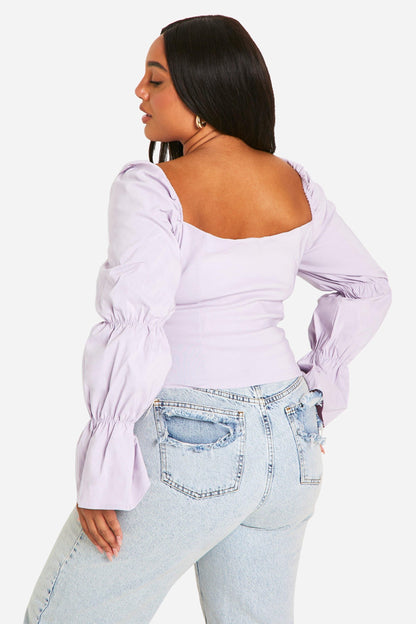 Plus Bengaline Puff Sleeve Corset