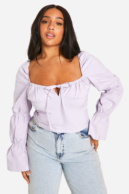 Plus Bengaline Puff Sleeve Corset