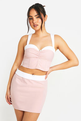 Contrast Waistband Flower Detail Mini Skirt