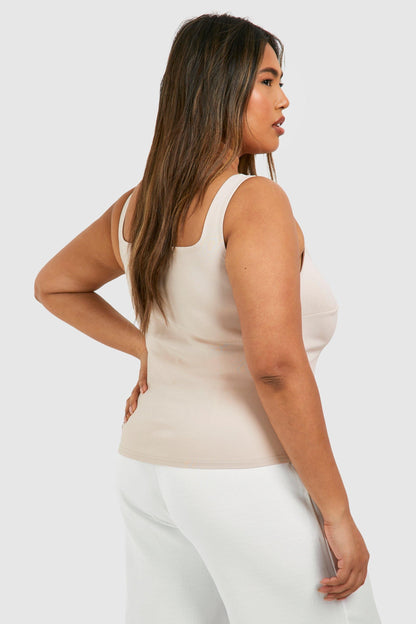 Plus Square Neck Hook And Eye Corset Top