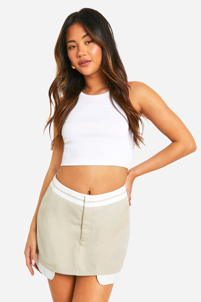 Contrast Waist Tailored Skort