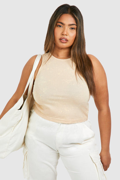 Plus Washed Rib Racer Vest