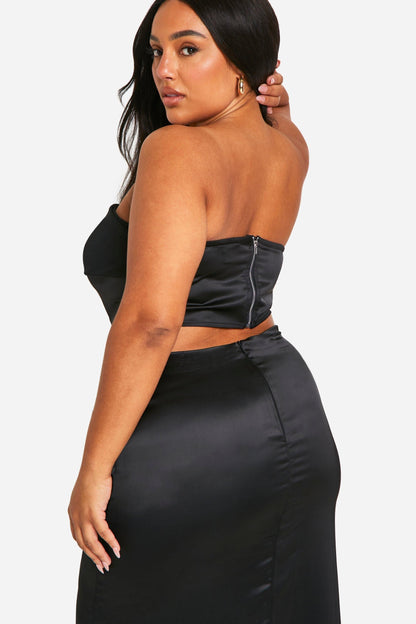 Plus Satin Bandeau Top
