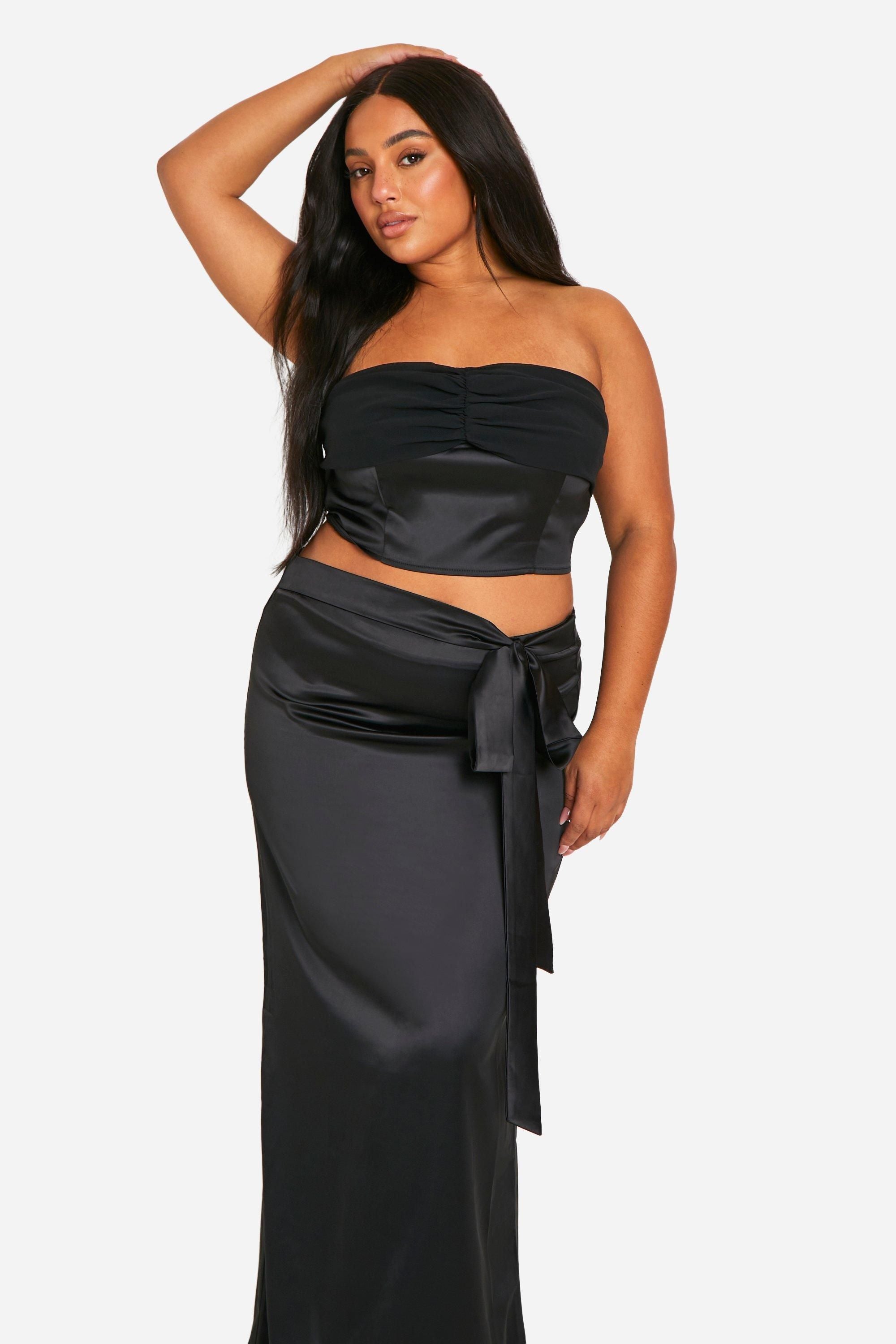 Plus Satin Bandeau Top