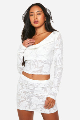Burnout Floral Mini Skirt
