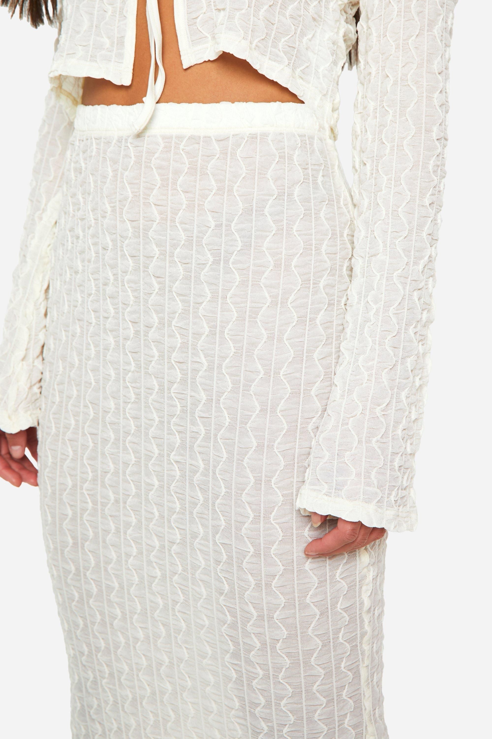 Sheer Textured Low Rise Maxi Skirt