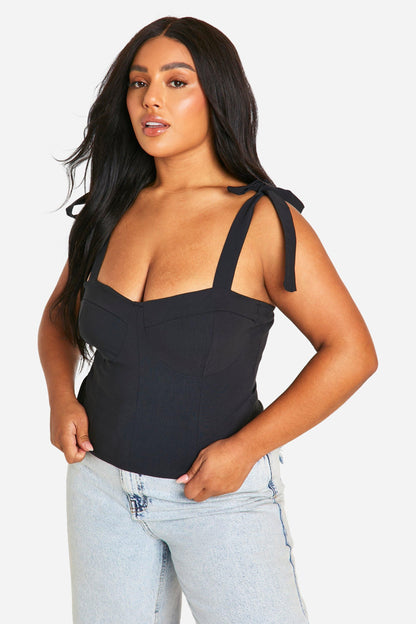 Plus Bengaline Tie Bow Corset Top