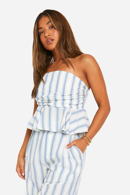 Petite Stripe Draped Bandeau Top