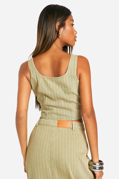 Tinted Wash Denim Crop Top