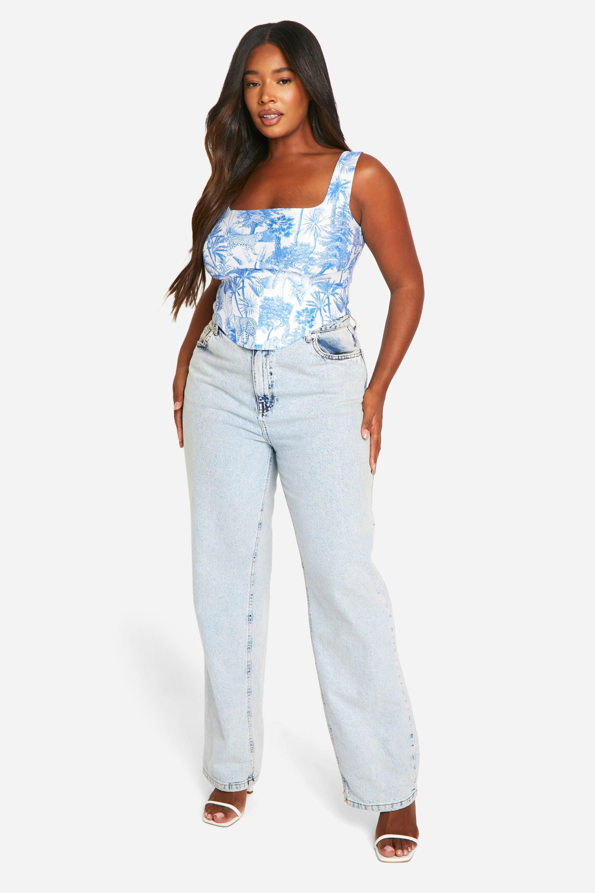 Plus Bengaline Porcelain Print Corset Top