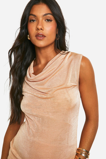 Maternity Slinky Cowl Neck Sleeveless Top