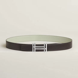 H au Carre belt buckle & Reversible leather strap 32 mm