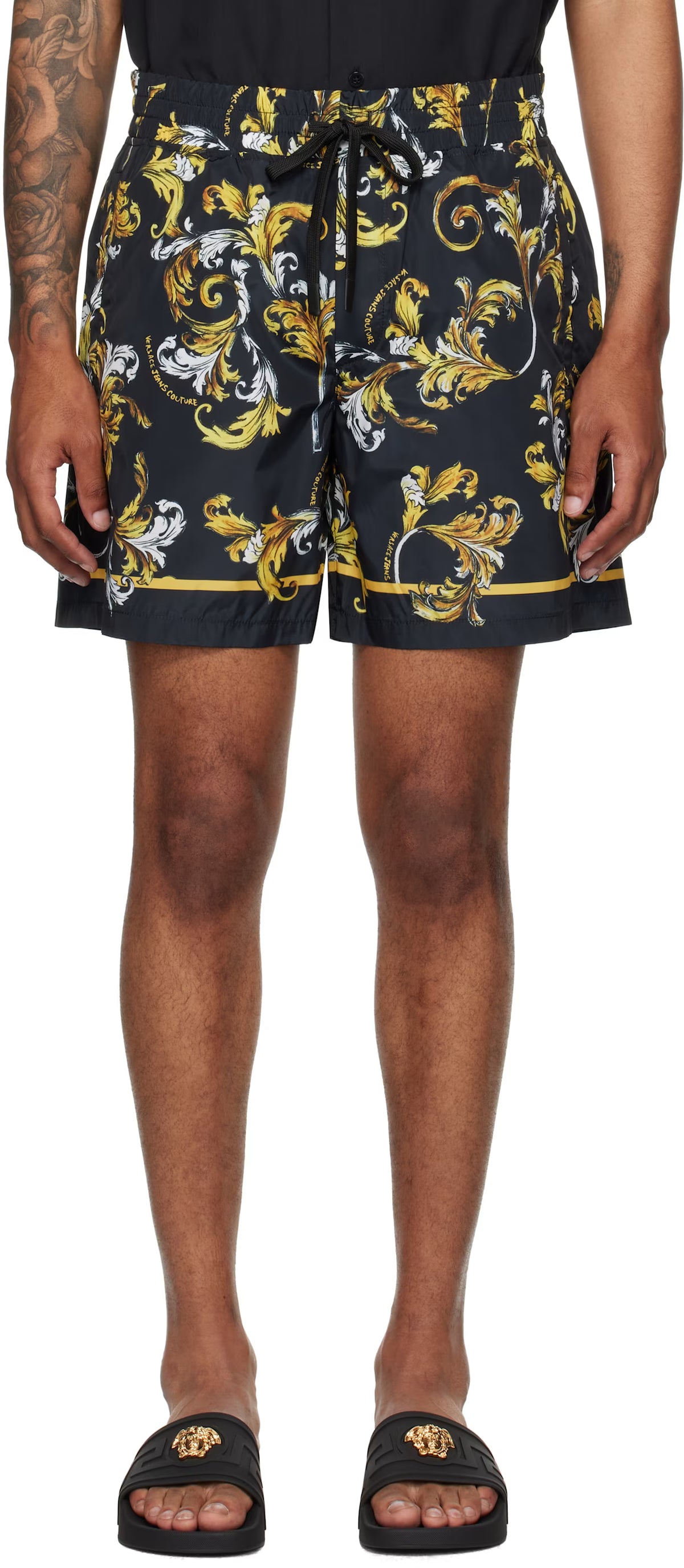Black & Gold Barocco Shorts