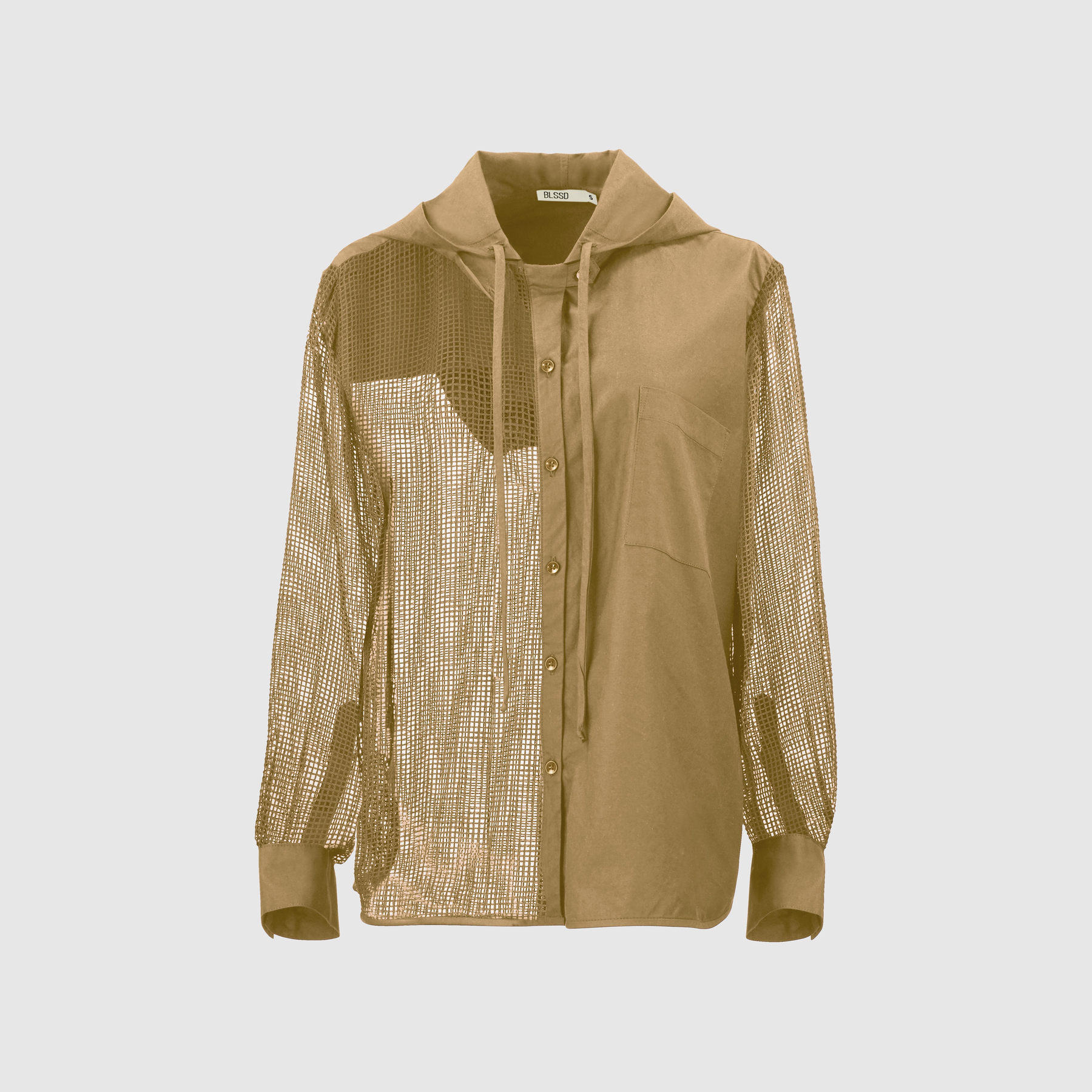 HALF MESH HOODED SHIRT