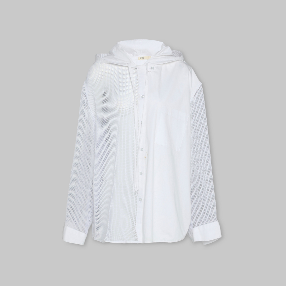 HALF MESH HOODED SHIRT