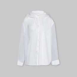 HALF MESH HOODED SHIRT