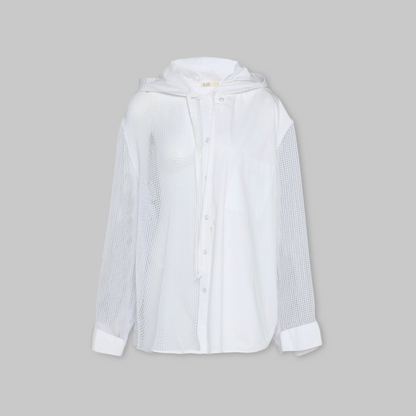 HALF MESH HOODED SHIRT