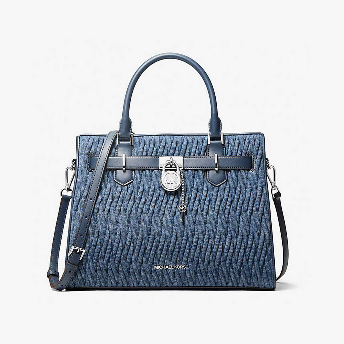 Hamilton Medium Matelassé Denim Satchel