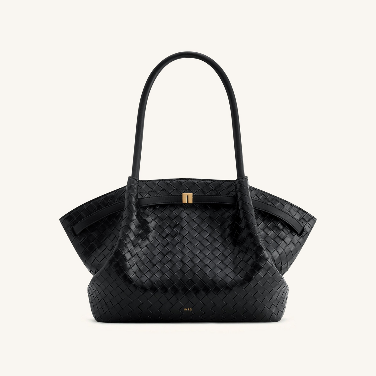 Hana Large Weave Texture Tote Bag - Black