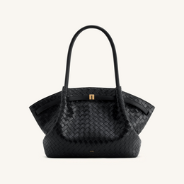 Hana Large Weave Texture Tote Bag - Black