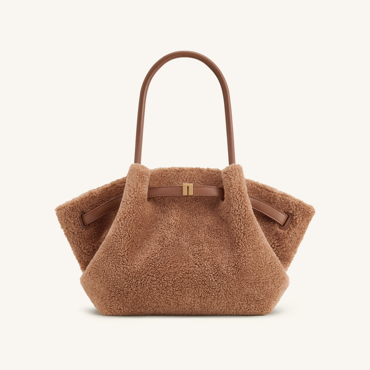 Hana Medium Faux Fur Tote Bag - Coffee Brown