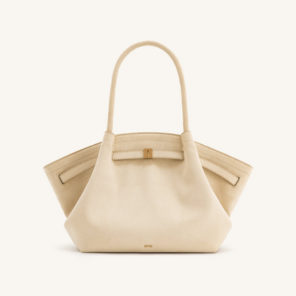 Hana Medium Faux Suede Tote Bag - Off White