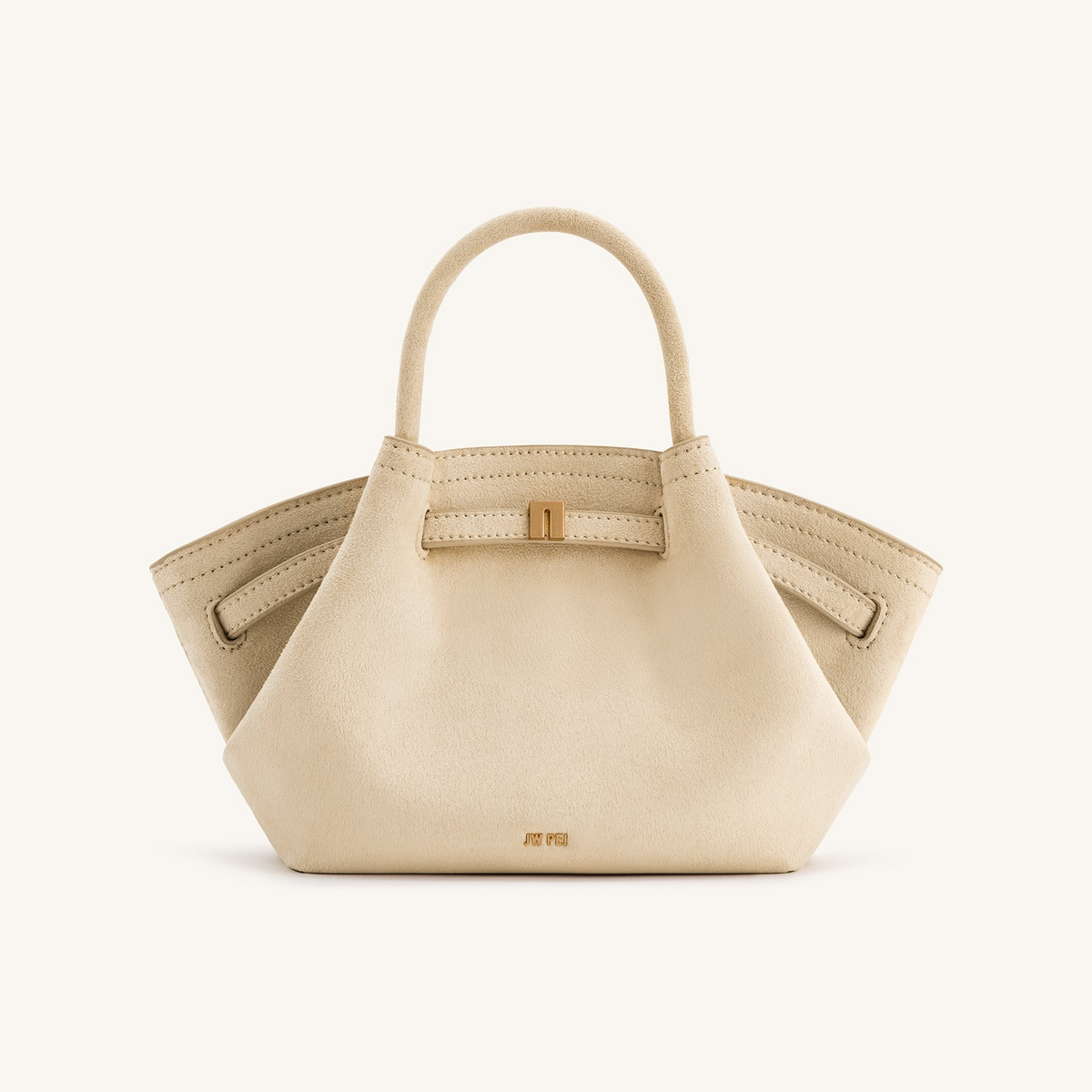 Hana Mini Faux Suede Tote Bag - Off White