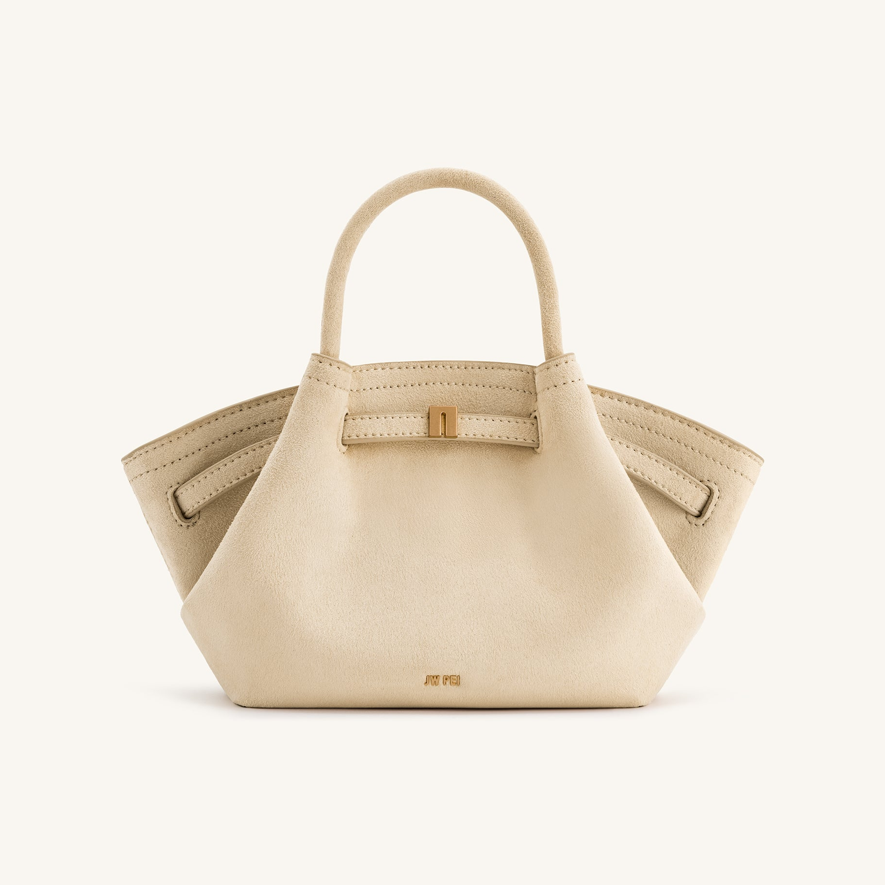 Hana Mini Faux Suede Tote Bag - Off White