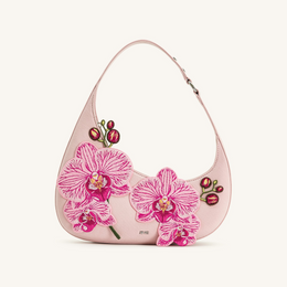 Harlee Orchid Embroidered Shoulder Bag - Pink