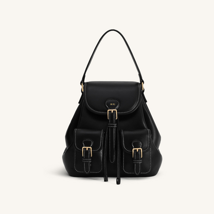 Harper Buckle Pocket Backpack - Black
