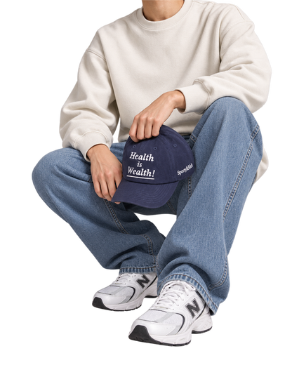 Health is Wealth Hat - Light Navy/White
