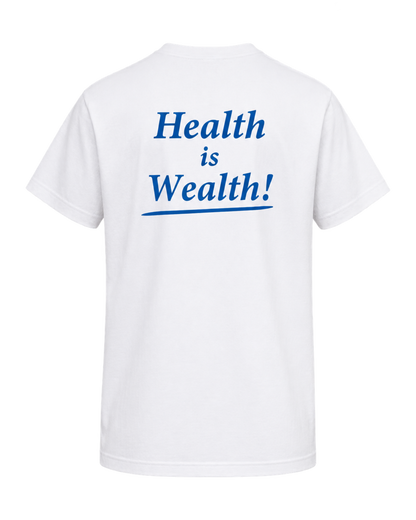 Health is Wealth T-Shirt - White/Azure