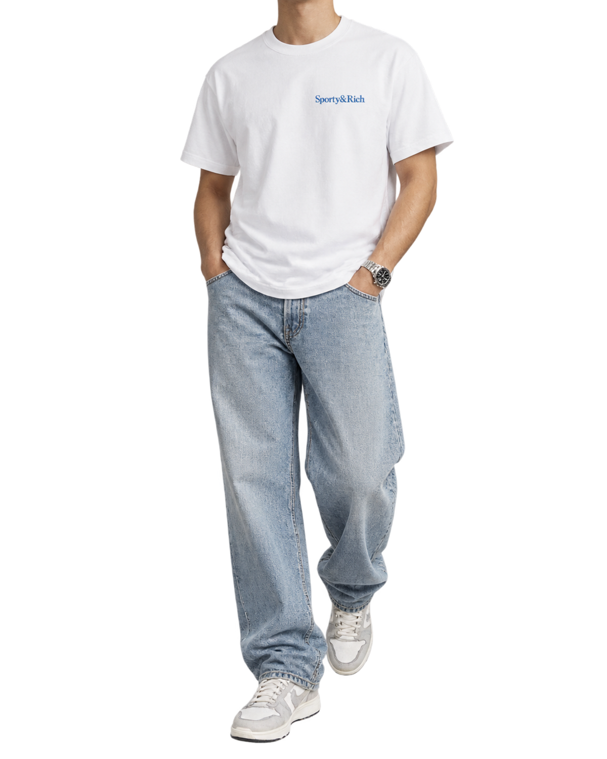 Health is Wealth T-Shirt - White/Azure